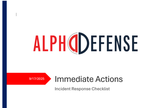 Immediate Actions Security Incident Response Checklist