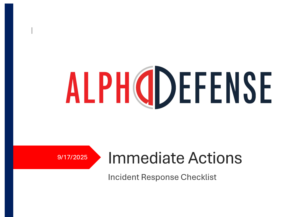 Immediate Actions Security Incident Response Checklist