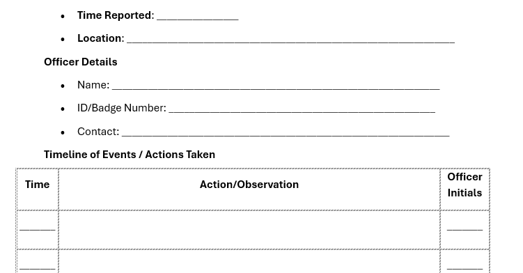 Security Officer Log Form - Image 2