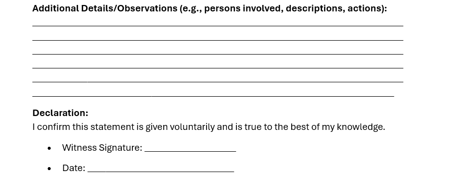 Witness Statement Form - Image 2